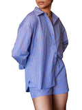 Only Camicia Casual Oregon Alva Donna 15348536 Persian Jewel W Stripes - Celeste