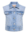Only Giubbino di Jeans Smanicato Donna 15366346 - Denim