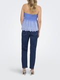 Only Top Donna 15367426 Blue Bonnet Bright White Emb - Celeste
