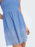 Only Vestito Mini Tulum Donna 15367443 Blue Bonnet Bright White Emb - Celeste