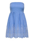 Only Vestito Mini Tulum Donna 15367443 Blue Bonnet Bright White Emb - Celeste