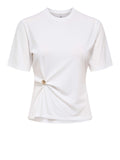 Only T-shirt Elena Donna 15368591 Cloud Dancer Gold Emblem - Bianco