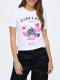 Only T-shirt Kita Donna 15368885 Bright White Fabulous Muffins - Bianco