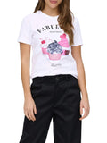 Only T-shirt Kita Donna 15368885 Bright White Fabulous Muffins - Bianco