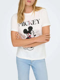 Only T-shirt Mickey Donna 15368895 Cloud Dancer Mickey In Love - Bianco