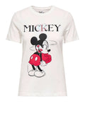 Only T-shirt Mickey Donna 15368895 Cloud Dancer Mickey In Love - Bianco