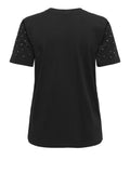 Only Maglia Donna 15368933 Black All Over Rhinestones - Nero