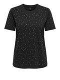 Only Maglia Donna 15368933 Black All Over Rhinestones - Nero