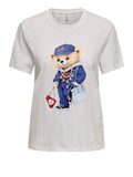 Only T-shirt Donna 15369945 Cloud Dancer Bear With Bags de - Bianco