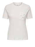 Only T-shirt Donna 15371980 Cloud Dancer Pocket Embellishm - Bianco