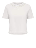Only T-shirt Donna 15372088 Cloud Dancer Shell Neckline - Bianco