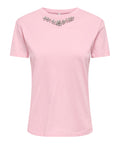 Only T-shirt Donna 15372554 Romance Rose Mixed Stone Colla - Rosa