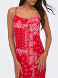 Only Vestito Longuette Ambel Strap Donna 15373638 Racing Red Red Bandana - Rosso