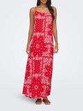Only Vestito Longuette Ambel Strap Donna 15373638 Racing Red Red Bandana - Rosso