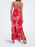Only Vestito Longuette Ambel Strap Donna 15373638 Racing Red Red Bandana - Rosso