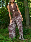 Only Pantalone Palazzo Kavi Ambelpu Donna 15373641 Chocolate Martini Brown Bandan - Marrone