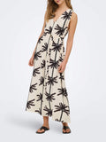 Only Vestito Longuette Palima Nero Donna 15373949 Cloud Dancer Stacked Palms - Bianco