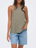 Only Top Rosa Jeona Beige Donna 15374869 Black Oblique Stripes - Nero