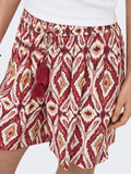 Only Shorts Mikasi Strin Donna 15374954 Brick Red Abstract Squares - Rosso