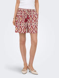 Only Shorts Mikasi Strin Donna 15374954 Brick Red Abstract Squares - Rosso