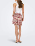 Only Shorts Mikasi Strin Donna 15374954 Brick Red Abstract Squares - Rosso