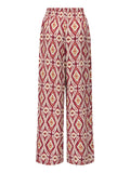 Only Pantalone Palazzo Gini Mikasi Donna 15374956 Brick Red Abstract Squares - Rosso