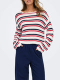 Only Pullover Geena Donna 15375362 Cloud Dancer Navy Blazer/poins - Bianco
