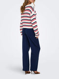 Only Pullover Geena Donna 15375362 Cloud Dancer Navy Blazer/poins - Bianco