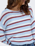 Only Pullover Geena Donna 15375362 Cashmere Blue Cd/brick Red - Celeste