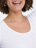 Only Top Donna 15375384 Bright White Heart Pointelle - Bianco