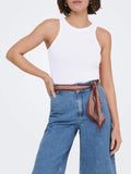 Only Top Donna 15375386 Bright White Heart Pointelle - Bianco