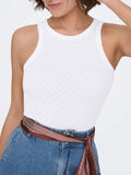 Only Top Donna 15375386 Bright White Heart Pointelle - Bianco