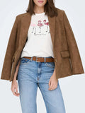 Only T-shirt Kita Donna 15376268 Cloud Dancer Pretty In Pink fl - Bianco