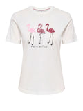 Only T-shirt Kita Donna 15376268 Cloud Dancer Pretty In Pink fl - Bianco