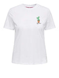 Only T-shirt Donna 15382230 Cloud Dancer Cactus Positive - Bianco