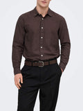 Only e Sons Camicia Casual Camicia Uomo 22012321 Coffee Bean Peppercorn - Marrone