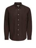 Only e Sons Camicia Casual Camicia Uomo 22012321 Coffee Bean Peppercorn - Marrone