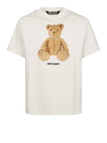 Palm Angels T-shirt Bear Over Uomo PMAA10BS26JER004 Off White Brown - Bianco