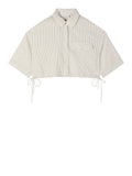 Patrizia Pepe Camicia Casual Camicia Cropped Donna 2C1714A766 Whitecommunionstripe - Beige