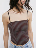 Patrizia Pepe Top Donna 2C1736A552 Wood Brown Stripes - Marrone