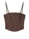 Patrizia Pepe Top Donna 2C1736A552 Wood Brown Stripes - Marrone