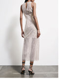 Patrizia Pepe Vestito Midi Donna 8A1639J396 Warm Ivory/crystal - Avorio