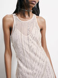 Patrizia Pepe Vestito Midi Donna 8A1639J396 Warm Ivory/crystal - Avorio