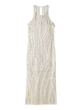 Patrizia Pepe Vestito Midi Donna 8A1639J396 Warm Ivory/crystal - Avorio