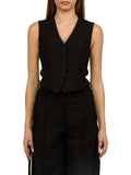 Patrizia Pepe Gilet Donna 8C0839A688 Black/ivory - Nero