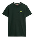 Superdry T-shirt Essential Logo Uomo M1011245 Forest Green/fluro Yellow - Verde