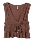 Tiffosi Top Camponesa Donna 10066365 Chocolate Brown - Marrone