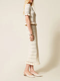 Twin Set Gonna Longuette Donna 261TP3083 Madreperla - Bianco