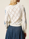 Twin Set Pullover Donna 261TP3450 St.rombi Floreali Topazio - Blu