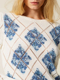 Twin Set Pullover Donna 261TP3450 St.rombi Floreali Topazio - Blu